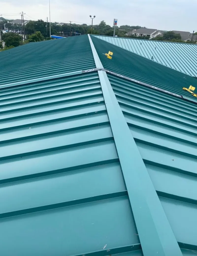 Green commercial metal roof ridge and valley for Metal Roof Repair in Calcutta